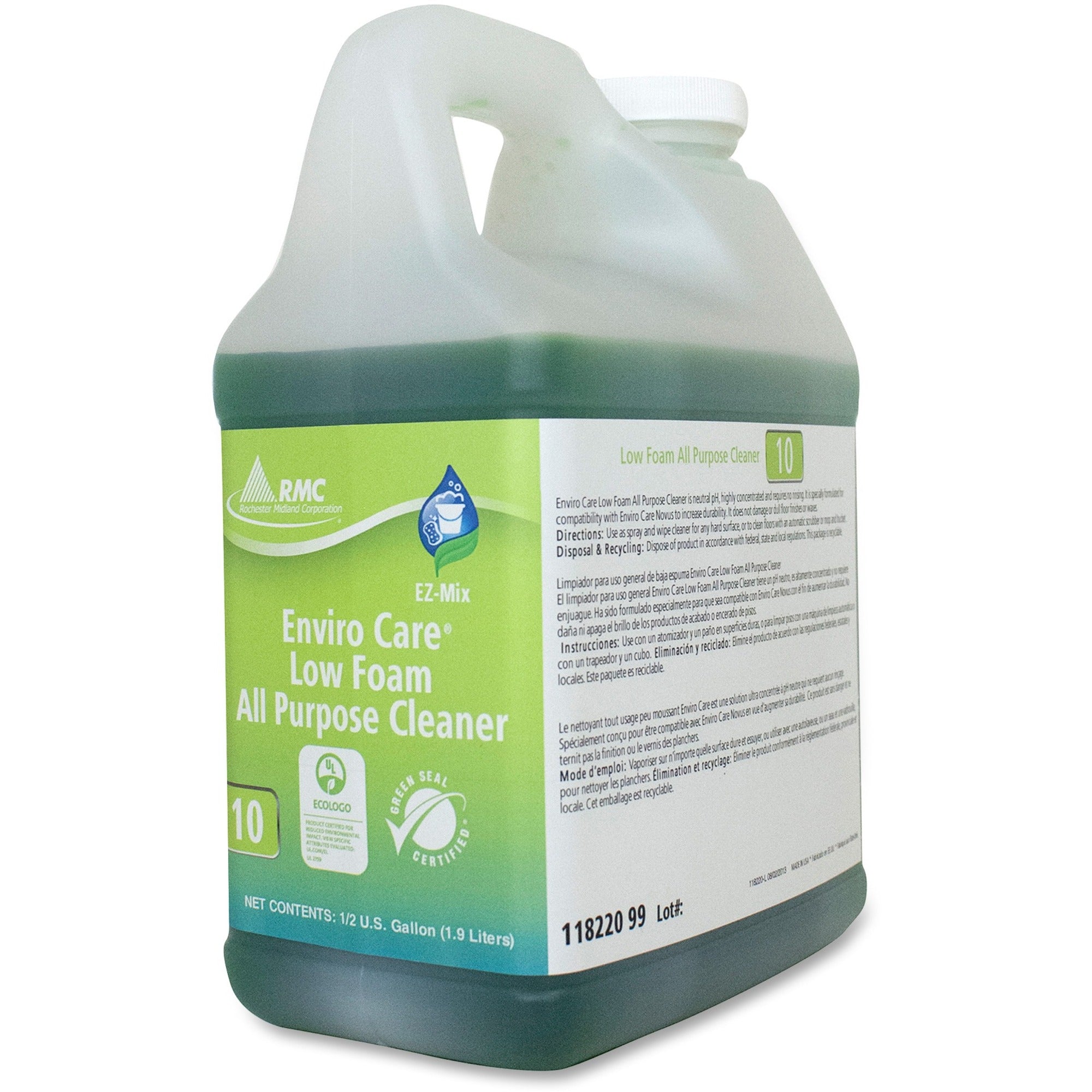 RMC Enviro Care All-purpose Cleaner - For General Purpose - Concentrate - 64.2 fl oz (2 quart) - 4 / Carton - pH Neutral, Bio-based - Green - 