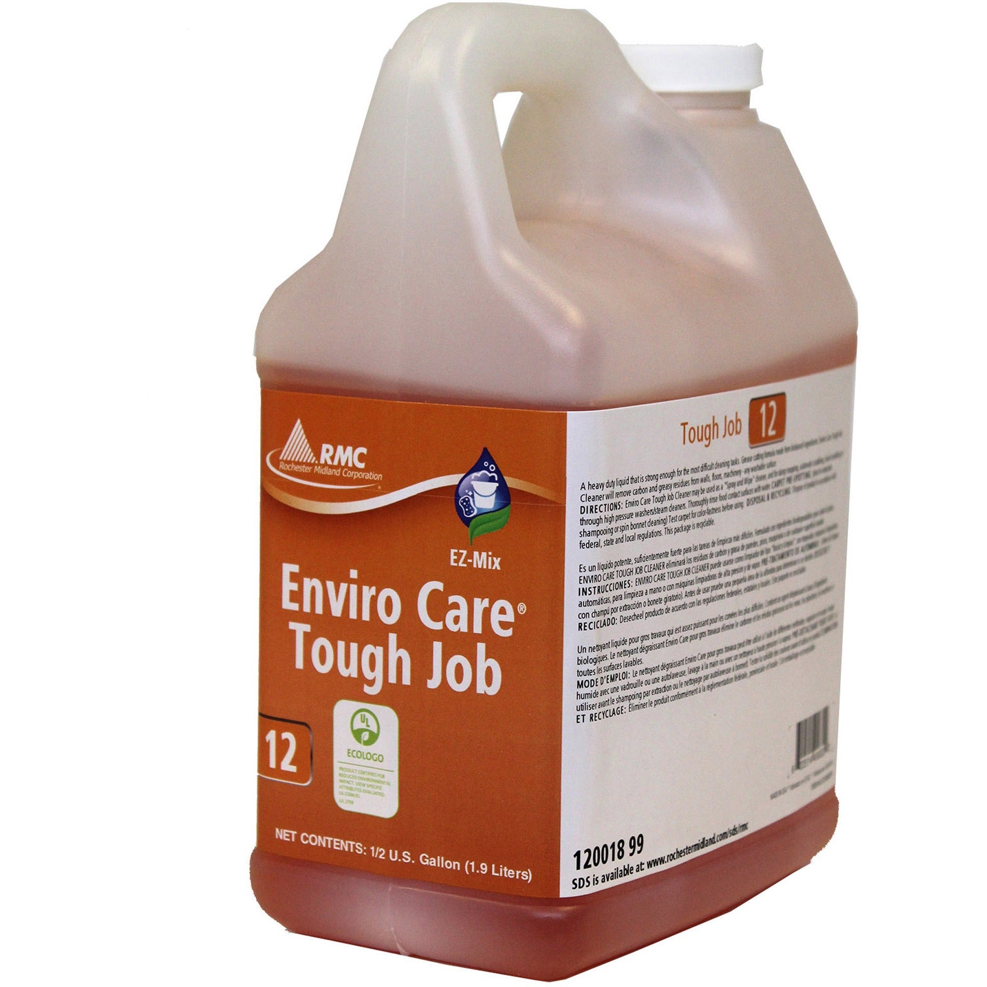 RMC Enviro Care Tough Job Cleaner - For Hard Surface - Concentrate - 64.2 fl oz (2 quart) - 4 / Carton - Heavy Duty, Bio-based - Orange - 