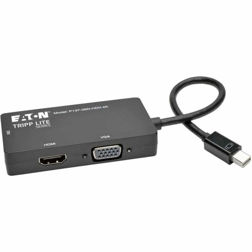 Tripp Lite by Eaton Keyspan Mini DisplayPort to VGA/DVI/HDMI All-in-One Video Converter Adapter 4K 30Hz HDMI DP1.2 Black 6-in. (15.24 cm) - 6" DVI/HDMI/Mini DisplayPort/VGA A/V Cable for Audio/Video Device, Monitor, Tablet, Projector, TV - First End: