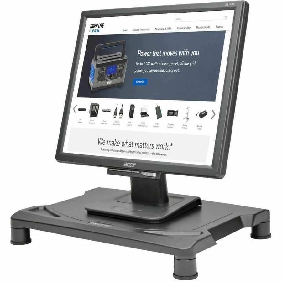 Tripp Lite by Eaton Universal Monitor Riser Height-Adjustable Black - 40 lb Load Capacity - 5.5" Height x 15.6" Width x 11.3" Depth - Desktop, Tabletop - Black - TAA Compliant
