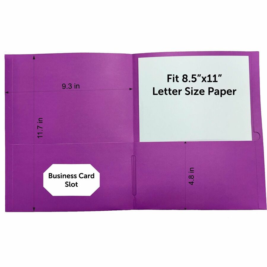 Sparco Letter Pocket Folder - 8 1/2" x 11" - 2 Internal Pocket(s) - Leatherette - Assorted - 25 / Box