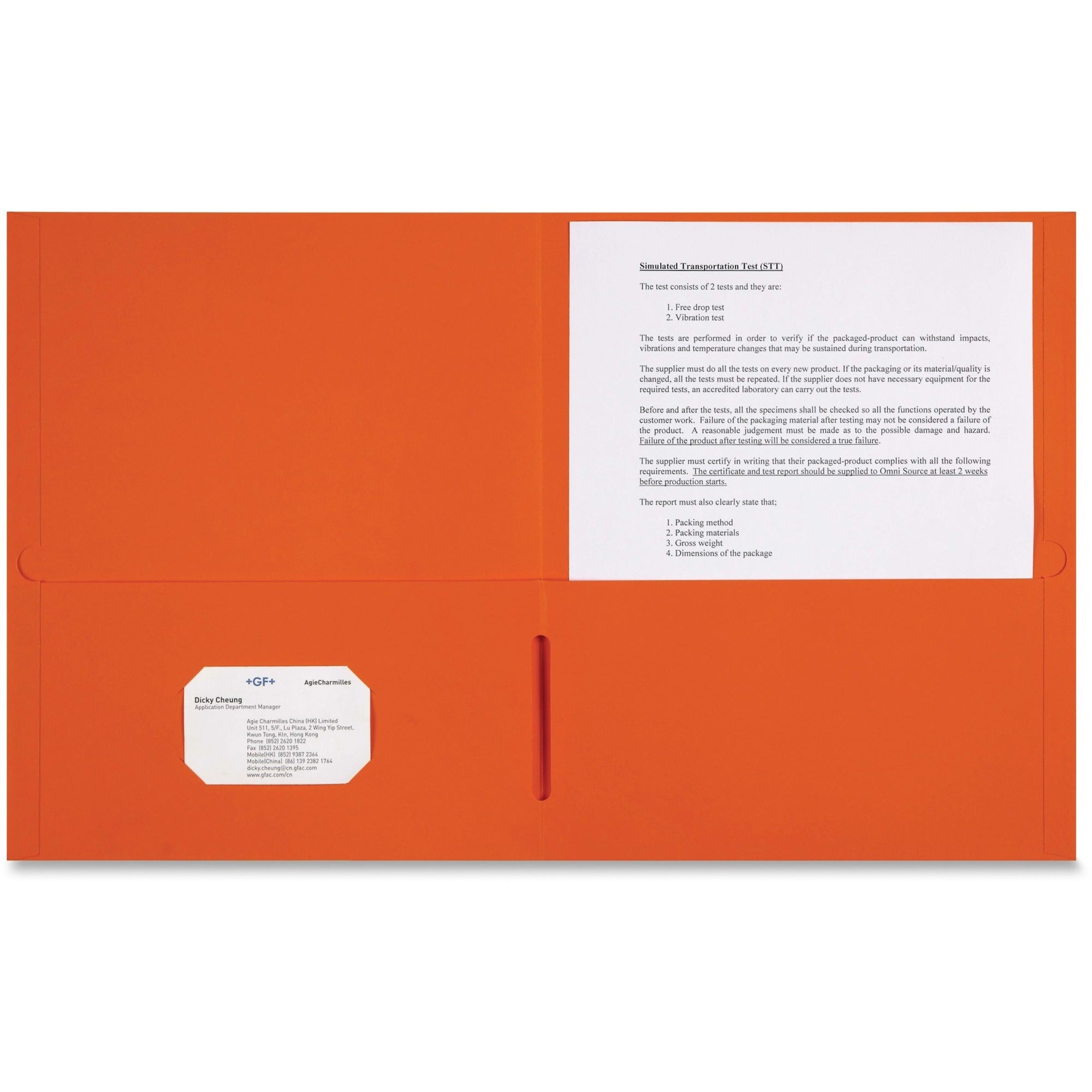 sparco-letter-pocket-folder-8-1-2-x-11-2-internal-pockets-orange-25-box_spr78551 - 1