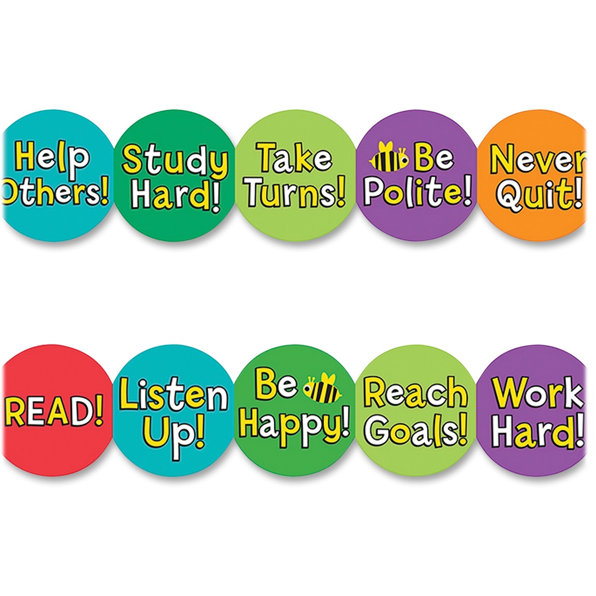 Hygloss Be Your Best Border - Positivity Theme/Subject - 12 x Strips of Border Shape - Damage Resistant, Durable, Long Lasting - 36" Height x 3" Width - Assorted - 12 / Pack - 