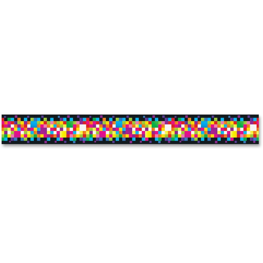 Trend Pixels Bolder Borders - Pixels - Precut, Durable, Reusable - 2.75" Height x 429" Width - Multicolor - 1 / Pack - 