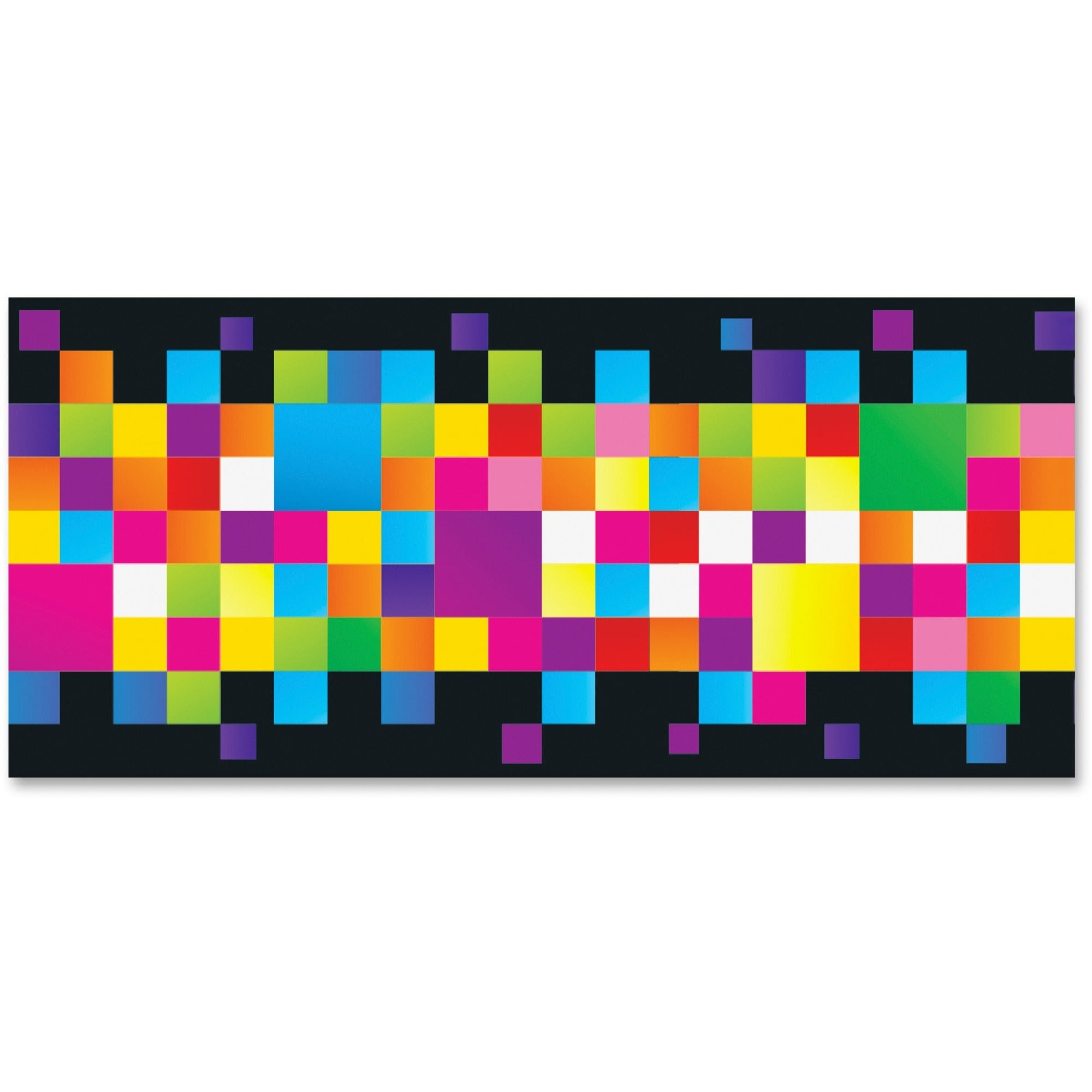 Trend Pixels Bolder Borders - Pixels - Precut, Durable, Reusable - 2.75" Height x 429" Width - Multicolor - 1 / Pack - 