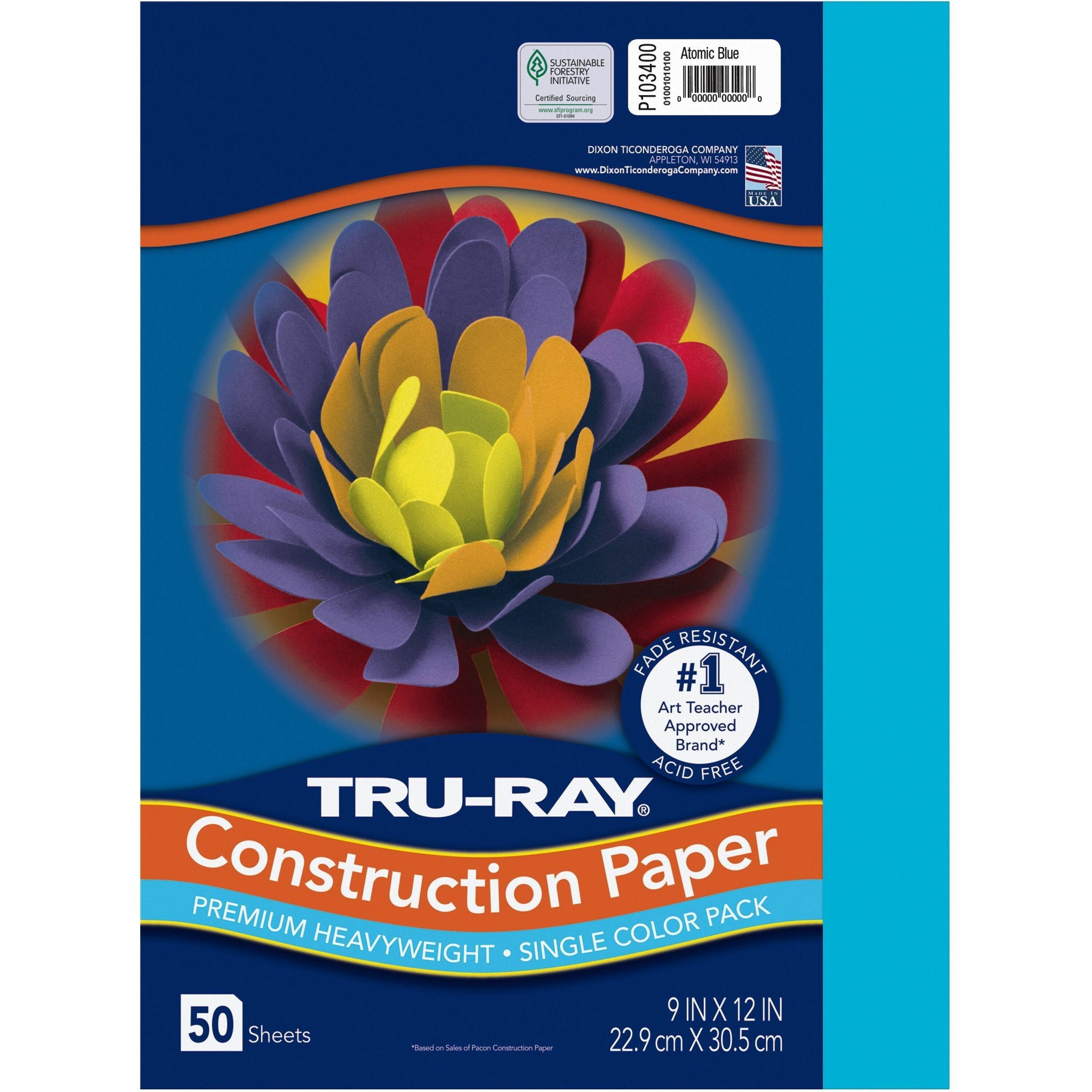 tru-ray-construction-paper-art-project-12width-x-9length-50-pack-atomic-blue-sulphite_pac103400 - 1
