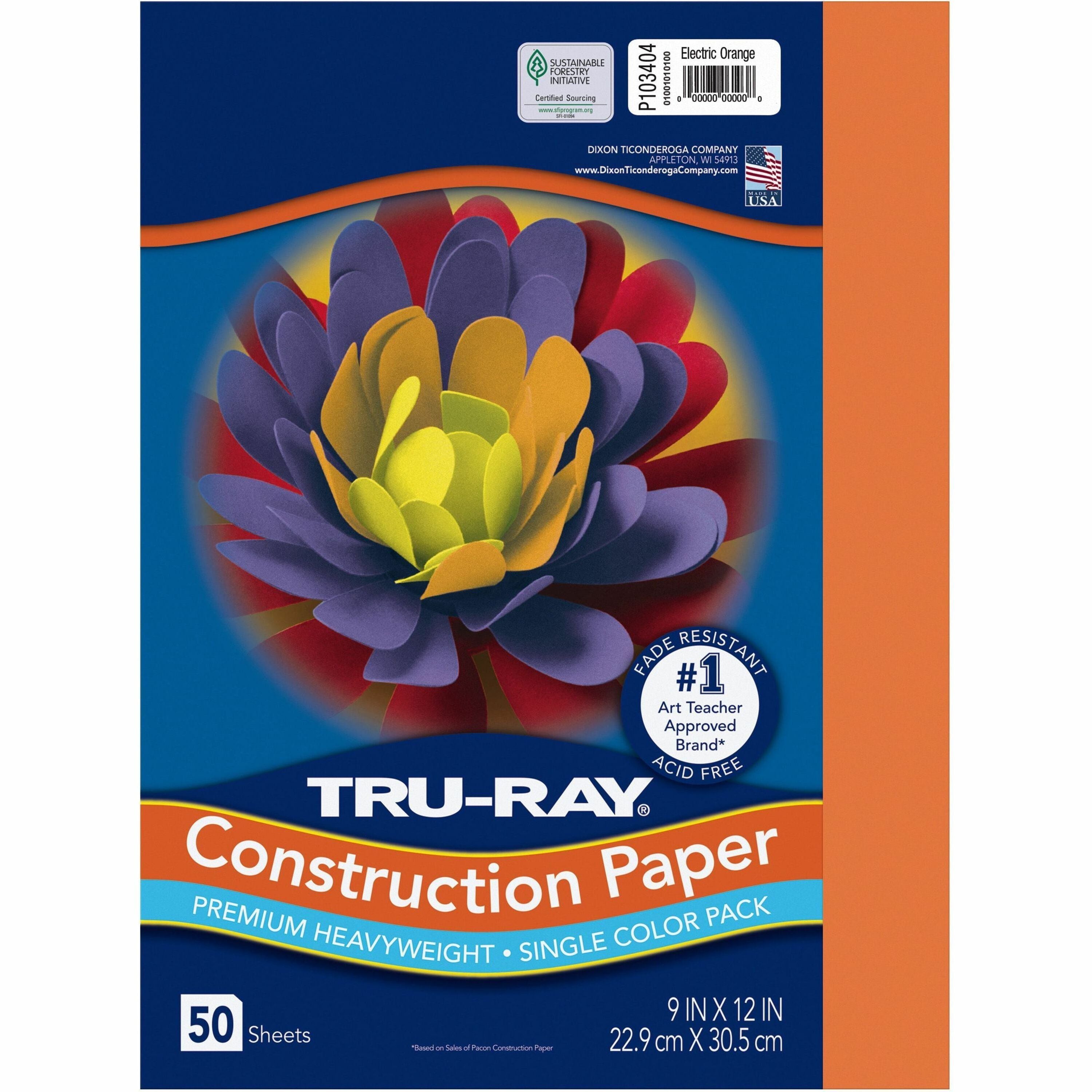 tru-ray-construction-paper-art-project-12width-x-9length-50-pack-electric-orange-sulphite_pac103404 - 1