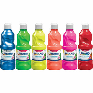 Prang Power Fluorescent Paint Set - 16 fl oz - 6 / Set - Neon Green, Neon Yellow, Neon Orange, Neon Pink, Neon Red, Neon Turquoise - 