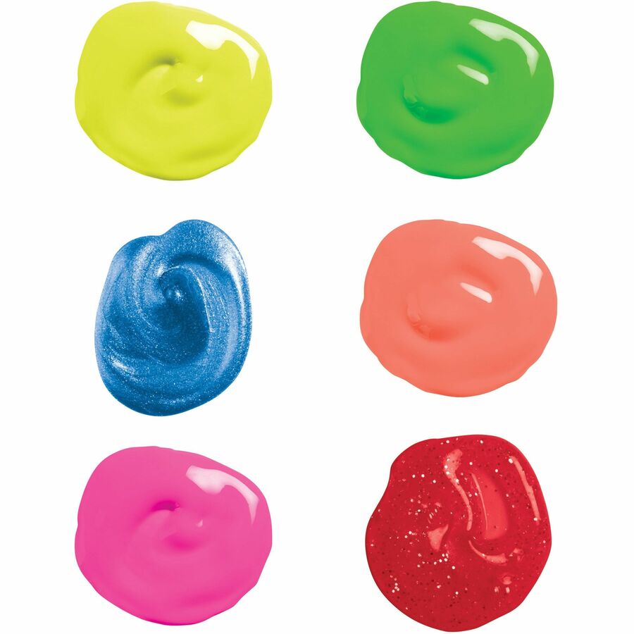 Prang Power Fluorescent Paint Set - 16 fl oz - 6 / Set - Neon Green, Neon Yellow, Neon Orange, Neon Pink, Neon Red, Neon Turquoise - 