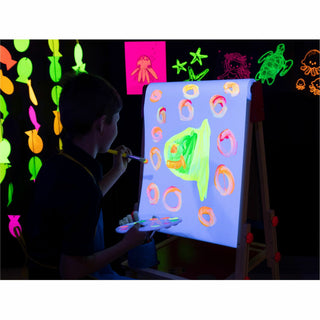 Prang Power Fluorescent Paint Set - 16 fl oz - 6 / Set - Neon Green, Neon Yellow, Neon Orange, Neon Pink, Neon Red, Neon Turquoise - 