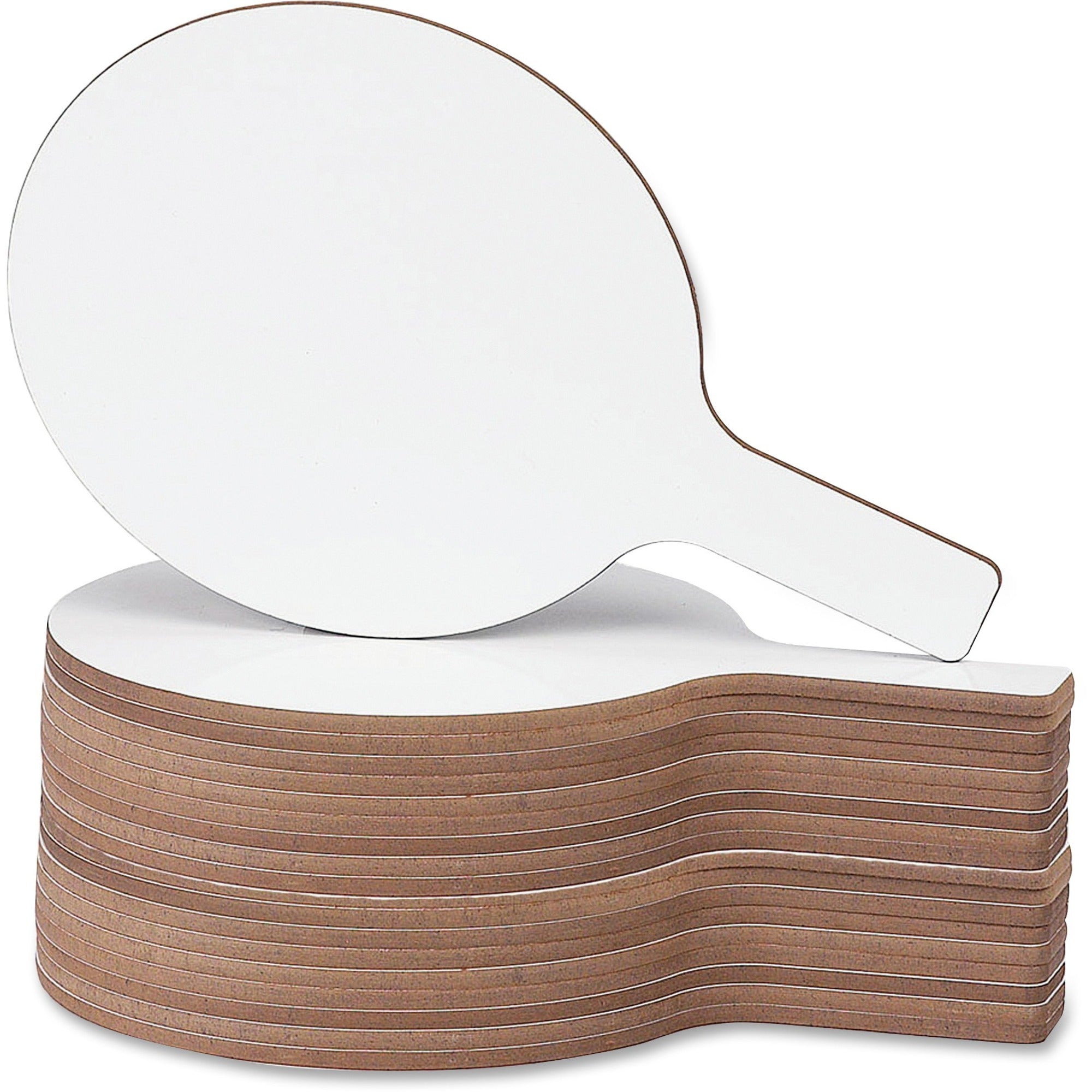 Flipside Round 12" Dry Erase Answer Paddle - 7" (0.6 ft) Width x 12" (1 ft) Height - White Surface - Paddle - 24 / Pack - 
