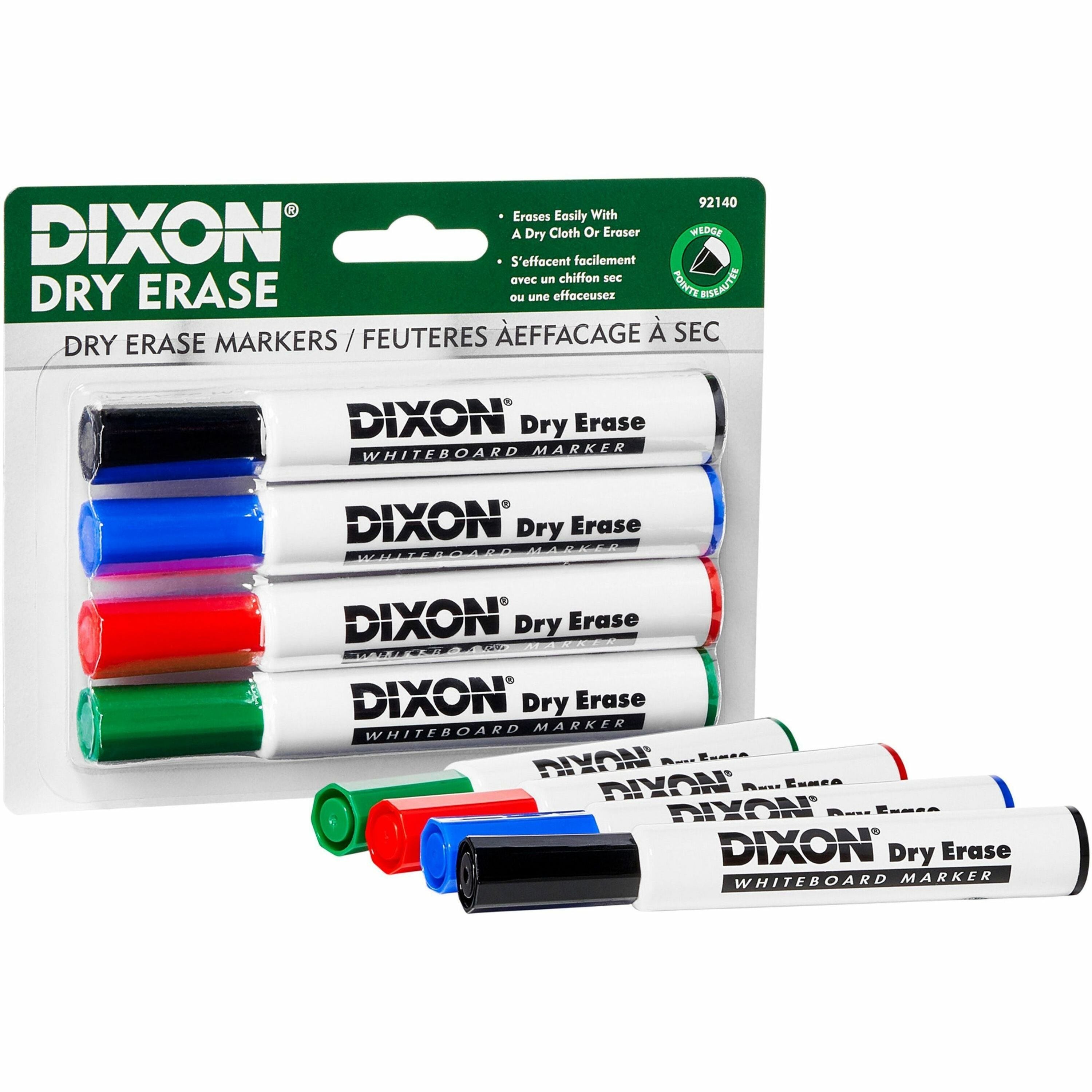 Ticonderoga Dry Erase Markers - Broad, Fine Marker Point - Chisel Marker Point Style - Assorted - 4 / Pack - 