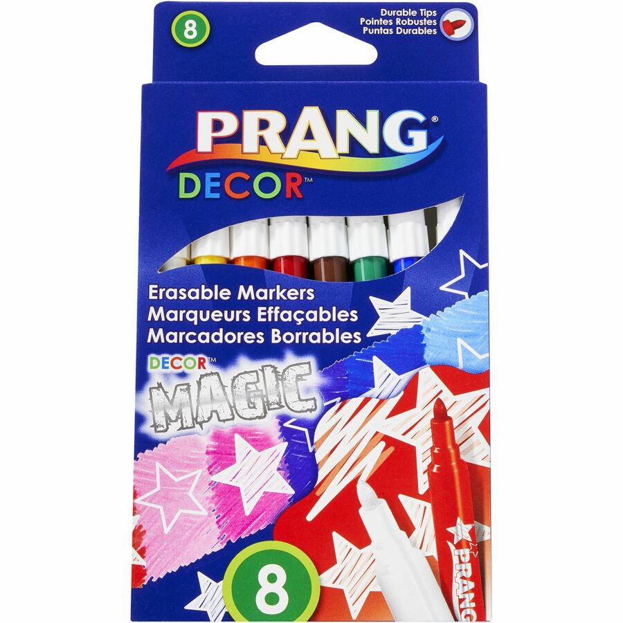 Prang Decor Magic Erasable Markers - Assorted Water Based Ink - 8 / Set - 