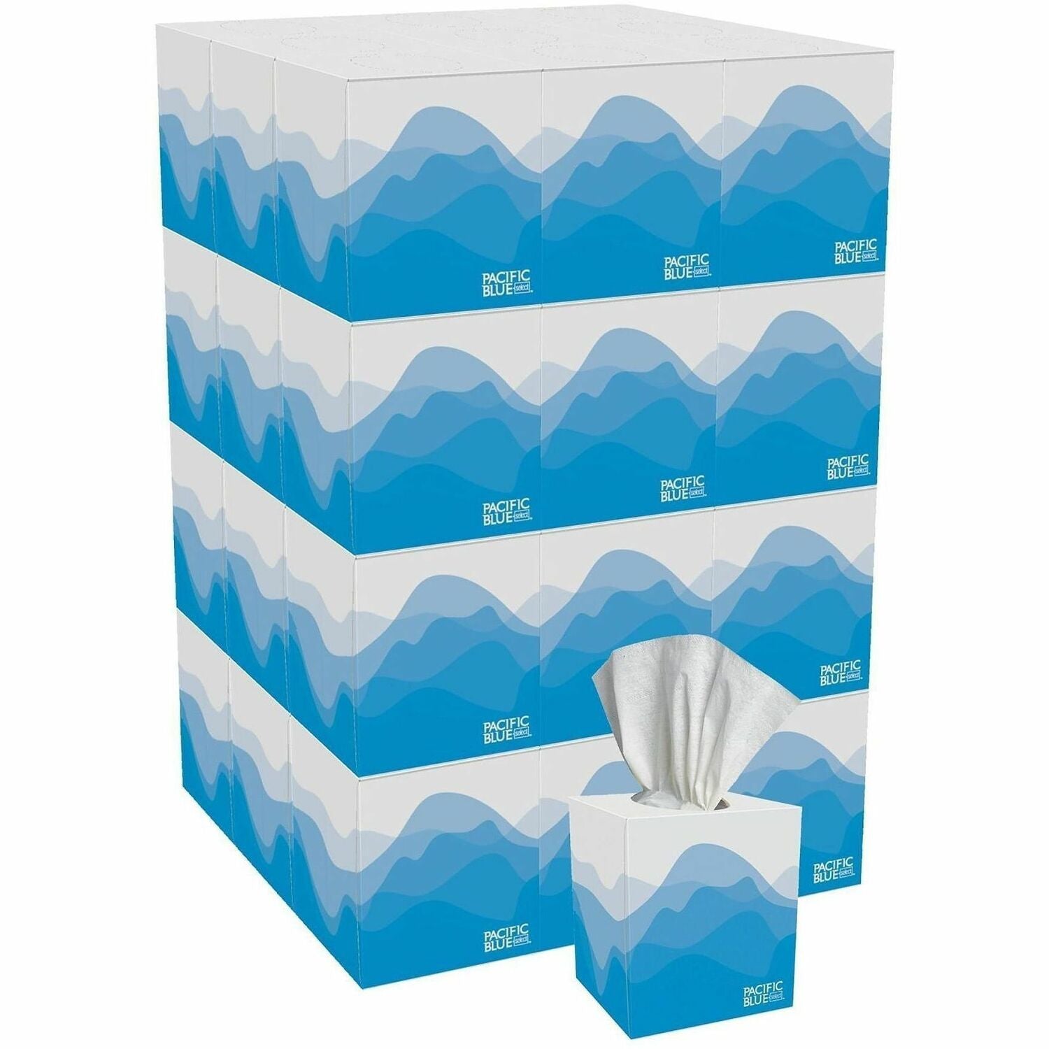 Pacific Blue Select Facial Tissue by GP Pro - Cube Box - 2 Ply - 7.65" x 8.85" - White - Soft, Absorbent - 100 Per Box - 36 / Carton