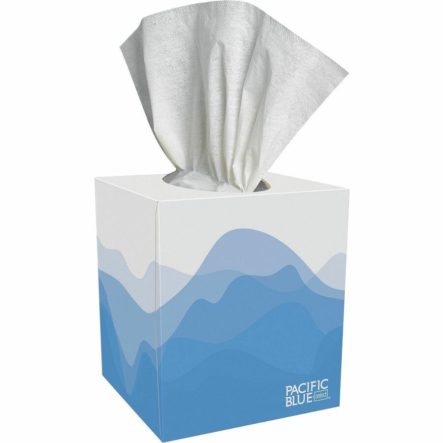 Pacific Blue Select Facial Tissue by GP Pro - Cube Box - 2 Ply - 7.65" x 8.85" - White - Soft, Absorbent - 100 Per Box - 36 / Carton