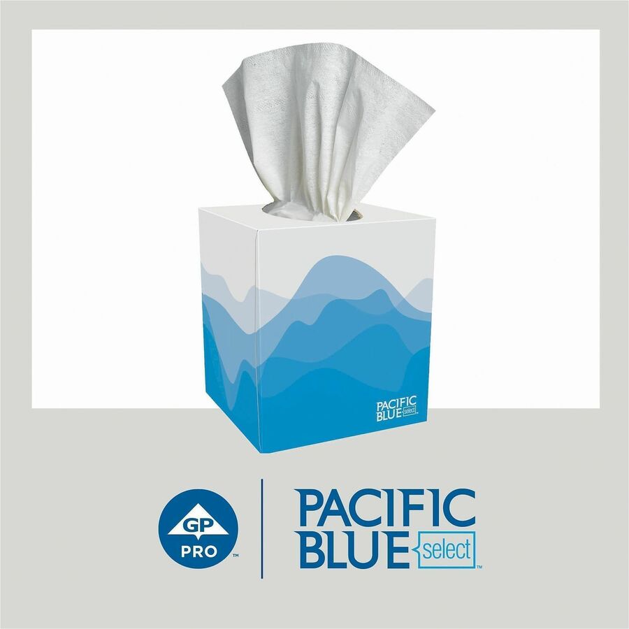 Pacific Blue Select Facial Tissue by GP Pro - Cube Box - 2 Ply - 7.65" x 8.85" - White - Soft, Absorbent - 100 Per Box - 36 / Carton
