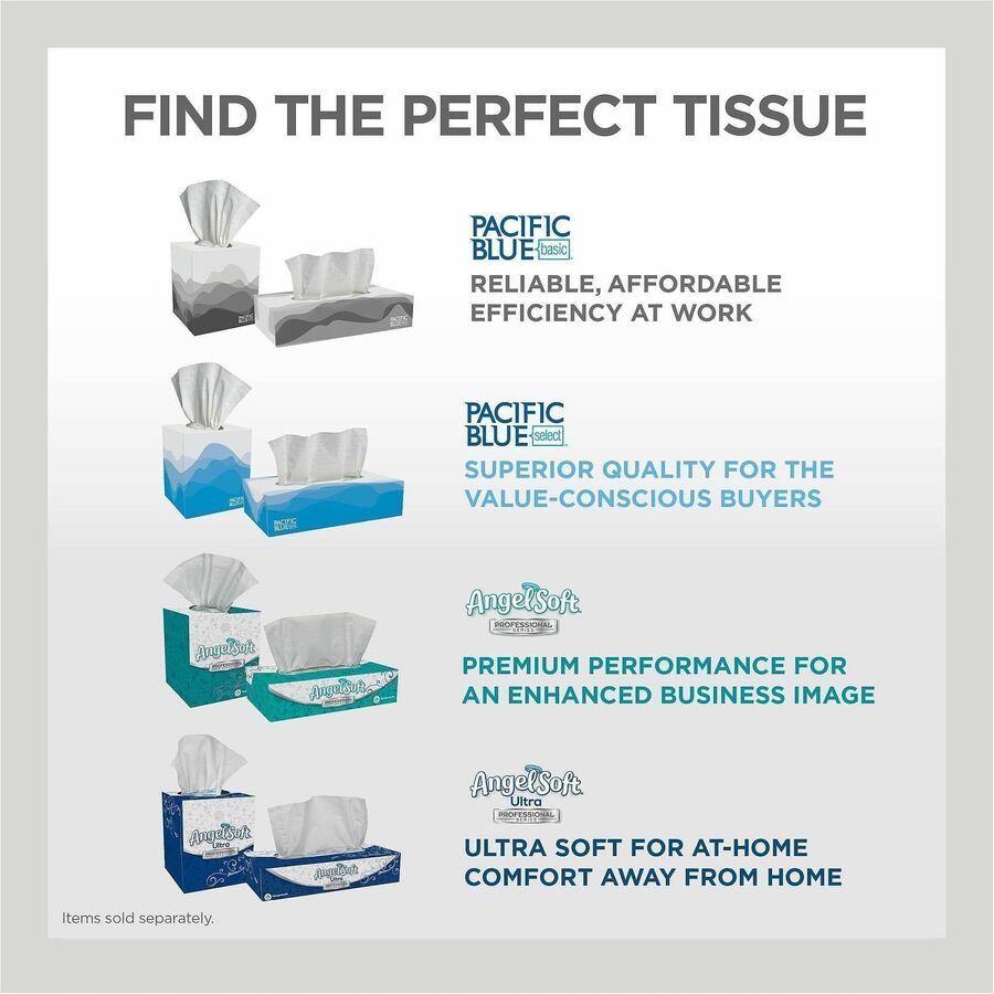 Pacific Blue Select Facial Tissue by GP Pro - Cube Box - 2 Ply - 7.65" x 8.85" - White - Soft, Absorbent - 100 Per Box - 36 / Carton