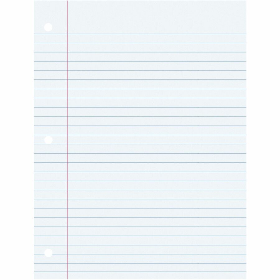 Pacon Wide Ruled Filler Paper - 200 Sheets - Wide Ruled - 0.38" Ruled - Red Margin - 3 Hole(s) - 8" x 10 1/2" - White Paper - Smooth, Punched - 200 / Pack - 