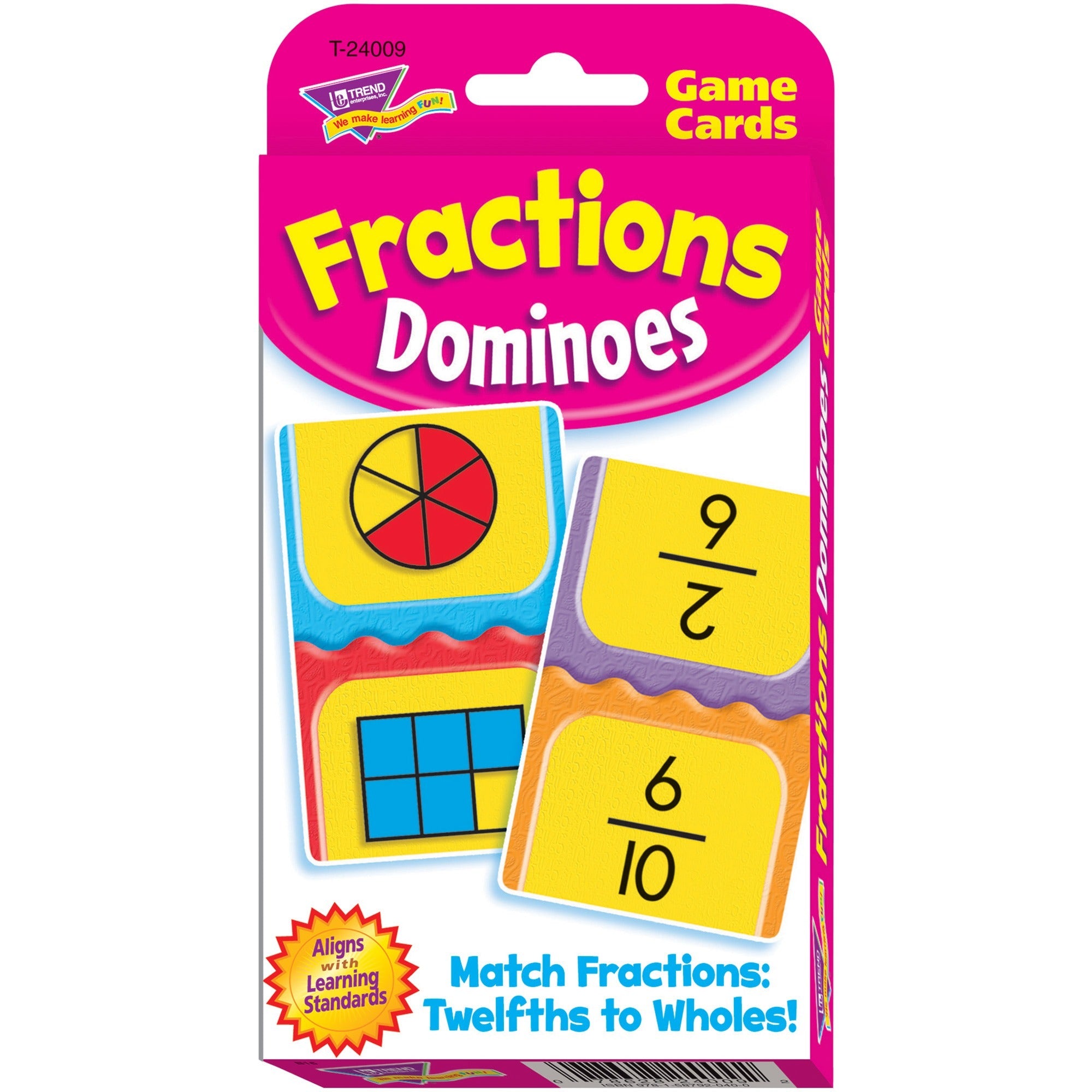 Trend Fractions Dominoes Challenge Cards Game - Theme/Subject: Learning - Skill Learning: Fraction - 56 Pieces - 9+ - 56 / Pack - 