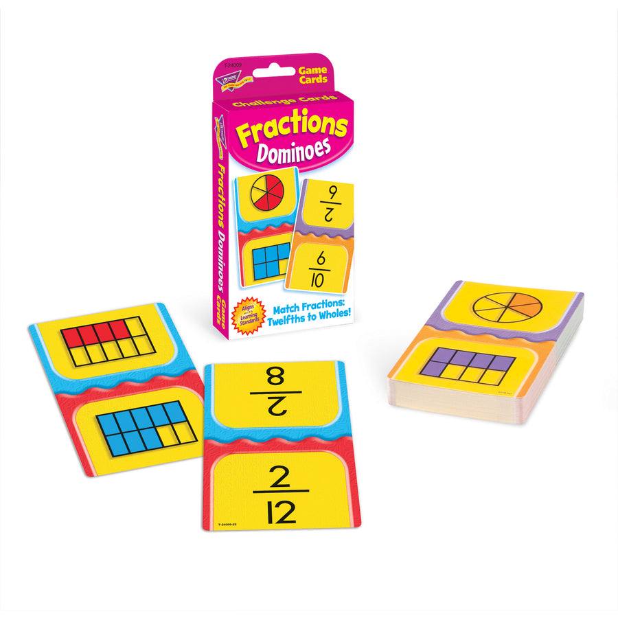 Trend Fractions Dominoes Challenge Cards Game - Theme/Subject: Learning - Skill Learning: Fraction - 56 Pieces - 9+ - 56 / Pack - 