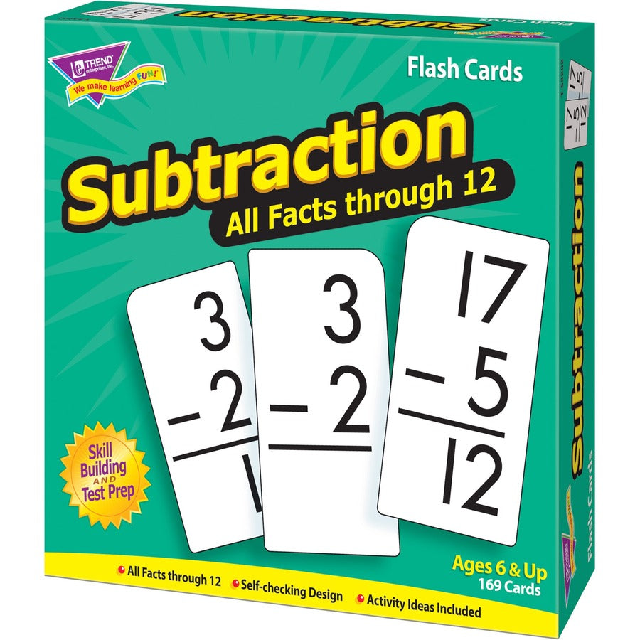 Trend Subtraction all facts through 12 Flash Cards - Theme/Subject: Learning - Skill Learning: Subtraction - 169 Pieces - 6+ - 169 / Box