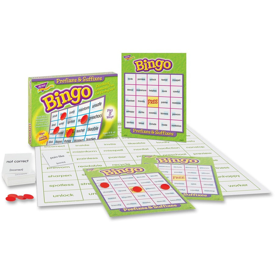Trend Prefixes and Suffixes Bingo Game - Educational - 3 to 36 Players - 1 Each - 