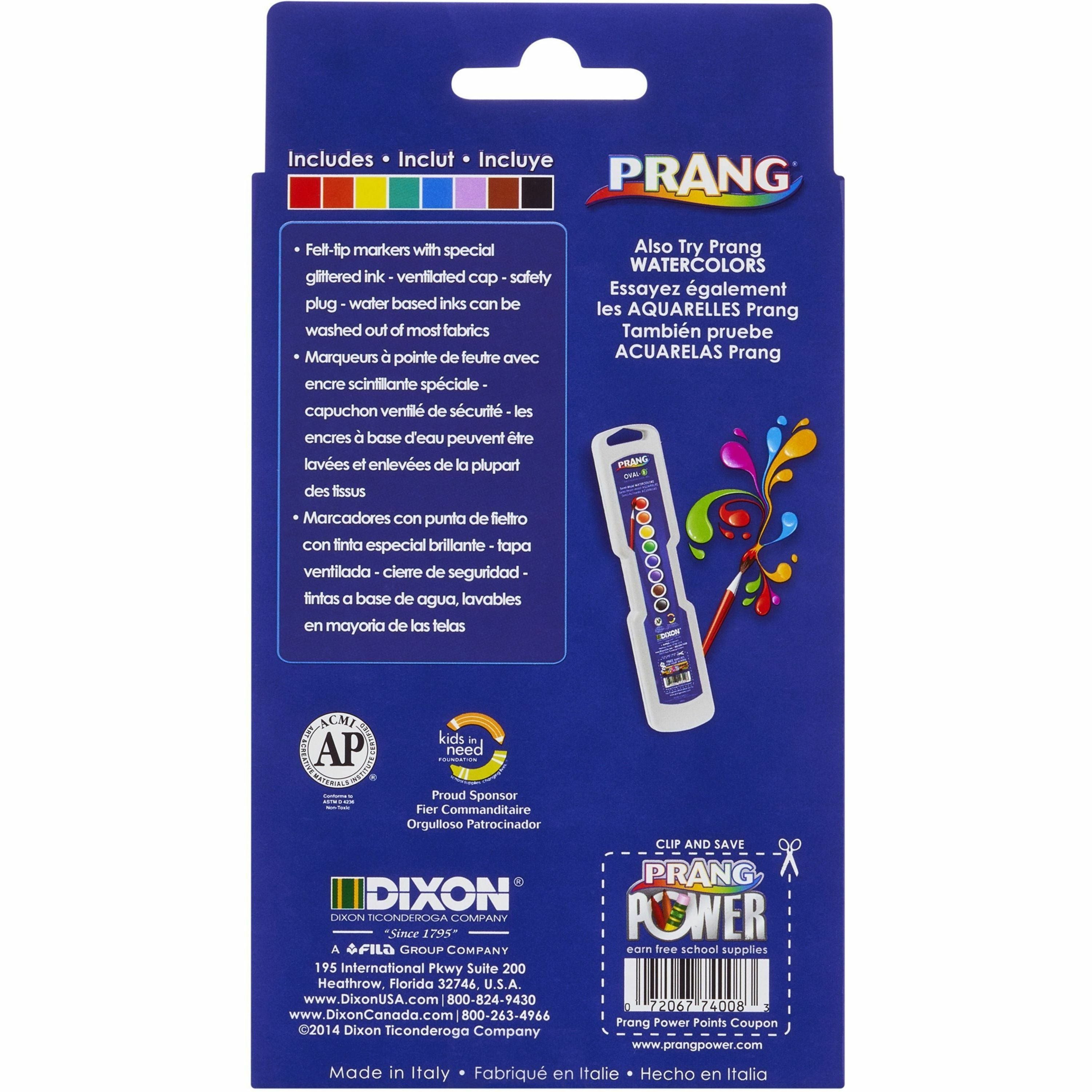 prang-decor-glitter-markers-assorted-water-based-ink-felt-tip-8-set_dix74008 - 2