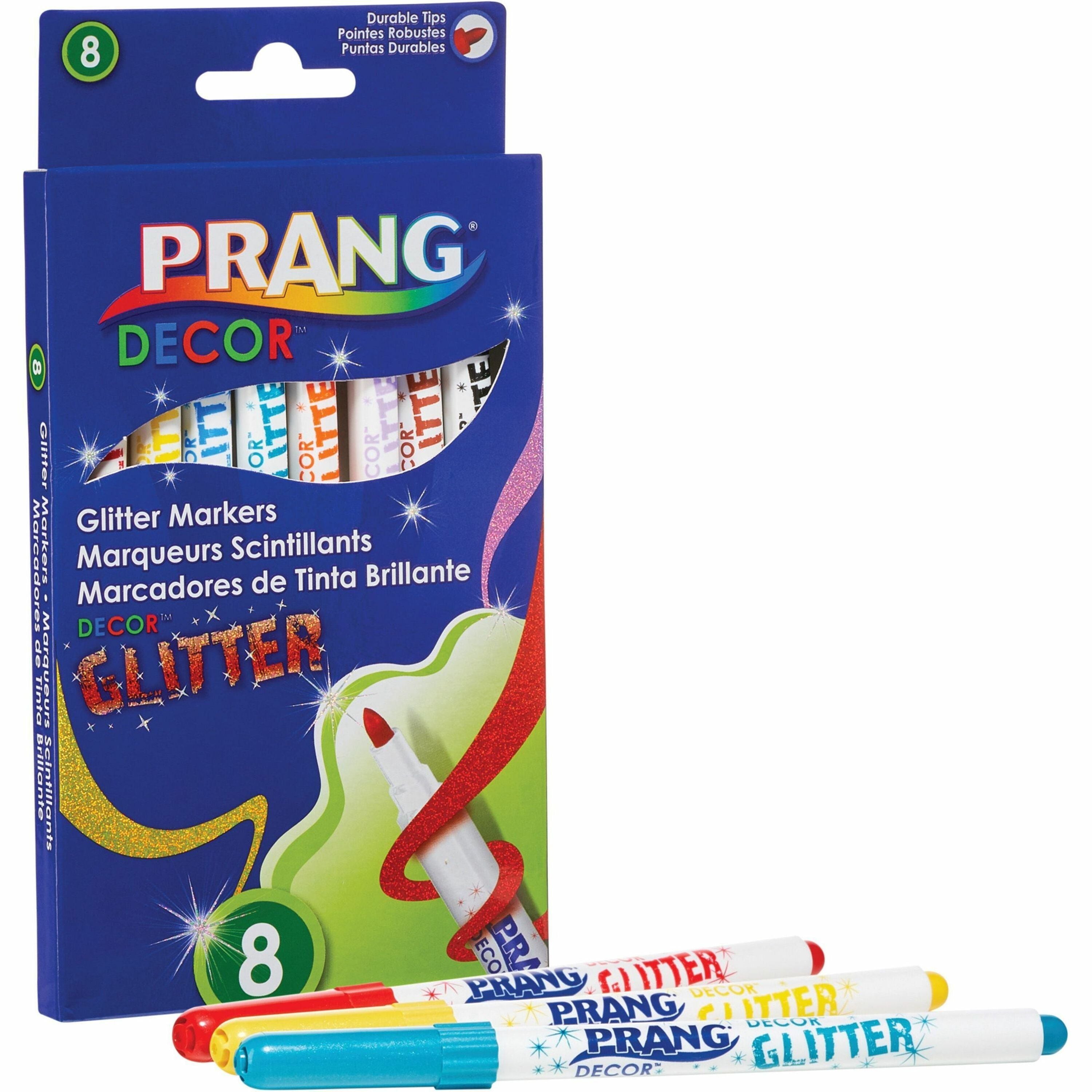 prang-decor-glitter-markers-assorted-water-based-ink-felt-tip-8-set_dix74008 - 1