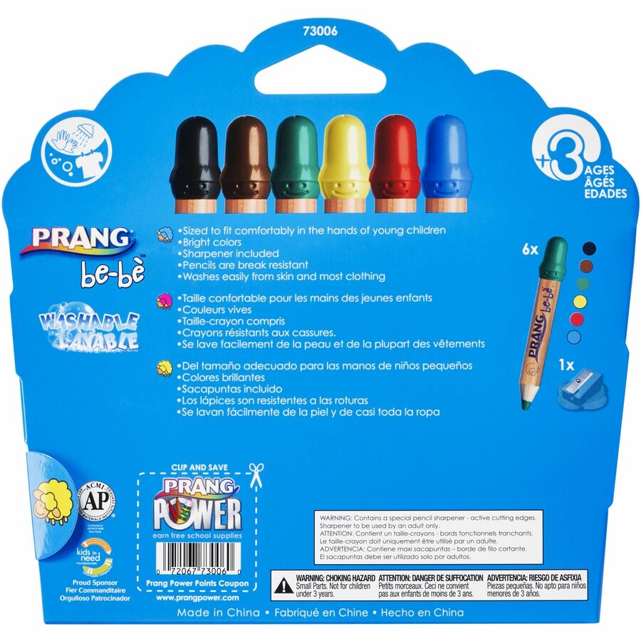 Prang be-be Jumbo Colored Pencils - Assorted Lead - 6 / Set
