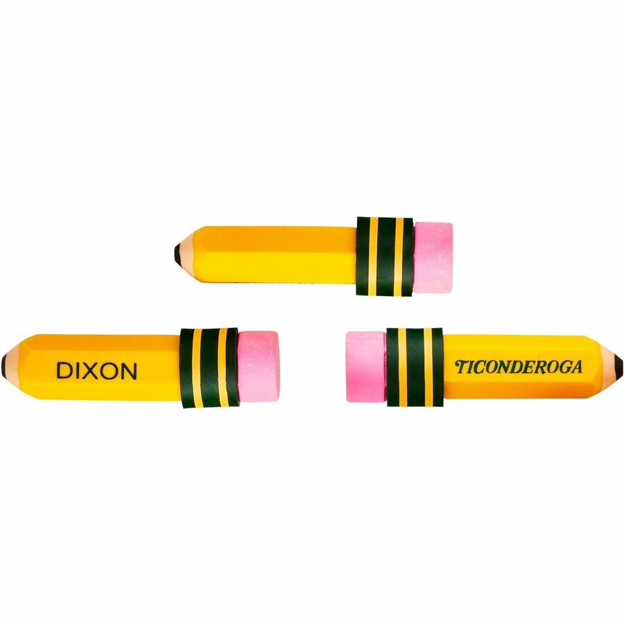 Ticonderoga Pencil-Shaped Erasers - Yellow - Pencil - 36 / Box - Latex-free, Smudge-free, Non-toxic - 