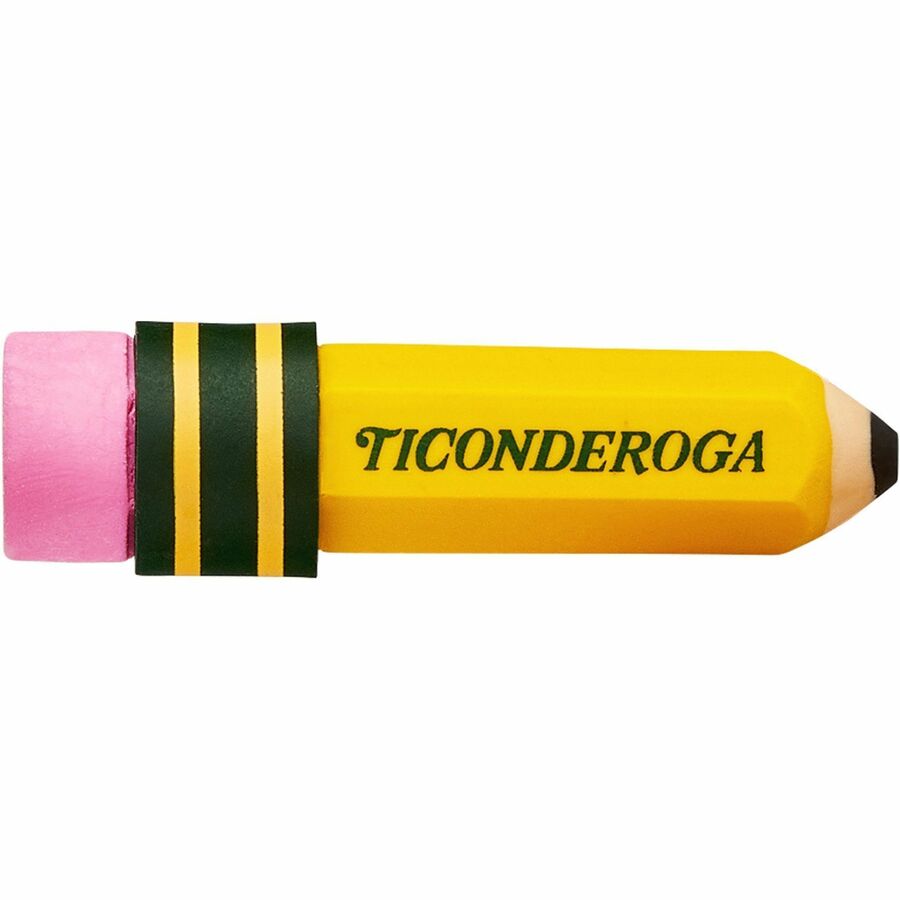 Ticonderoga Pencil-Shaped Erasers - Yellow - Pencil - 36 / Box - Latex-free, Smudge-free, Non-toxic - 