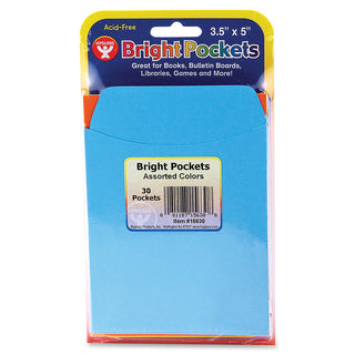 Hygloss Nonadhesive Library Pockets - 5" Height x 3.5" Width x 7" Length - Rectangular - Assorted - Manila - 30 / Pack - 