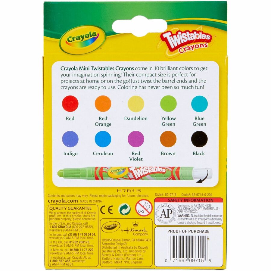 Crayola Mini Twistables Crayons - Clear, Assorted - 10 / Set