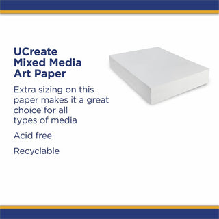 UCreate Art1st Mixed Media Art Paper - Art - 4"Height x 18"Width x 24"Length - 500 / Ream - White - Paper
