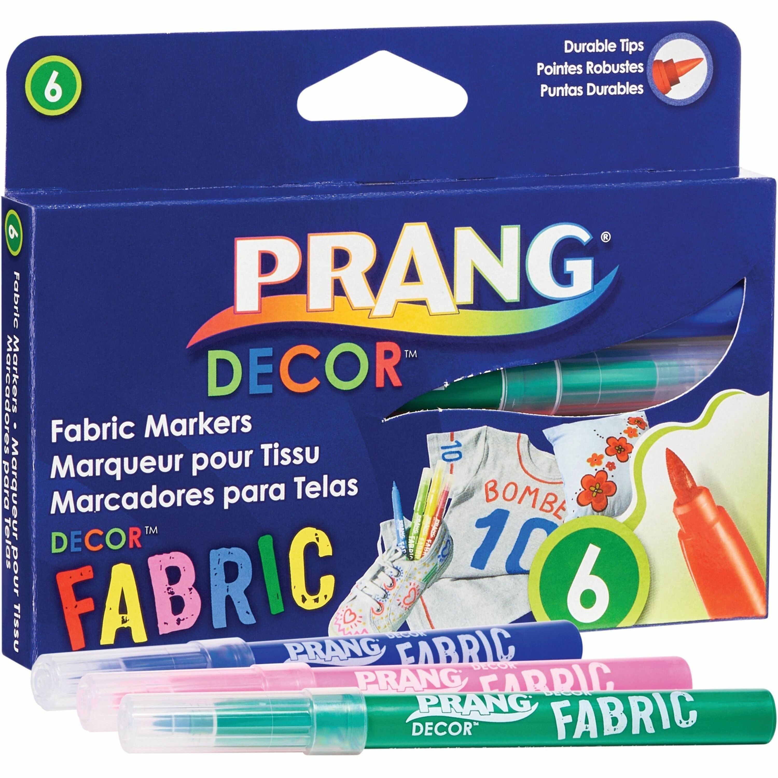 Prang Decor Fabric Markers - Brush Marker Point Style - Assorted - 6 / Set - 