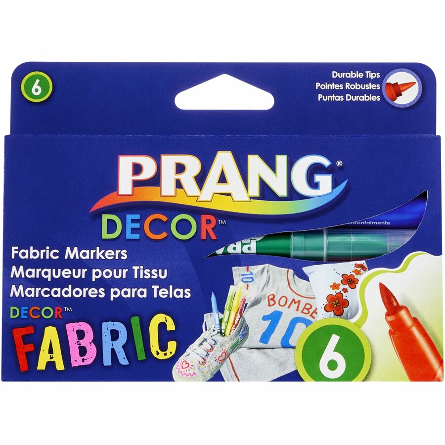 Prang Decor Fabric Markers - Brush Marker Point Style - Assorted - 6 / Set - 