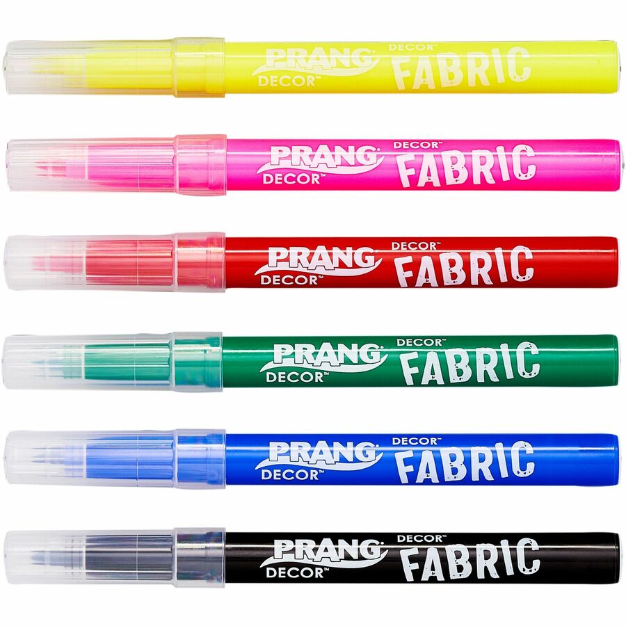 Prang Decor Fabric Markers - Brush Marker Point Style - Assorted - 6 / Set - 