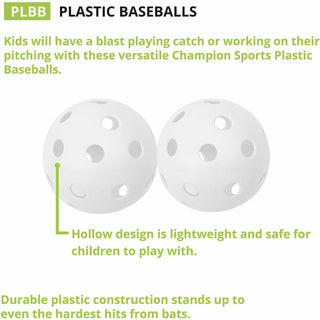 Plastic Baseballs, 9" Diameter, White, 12/Set