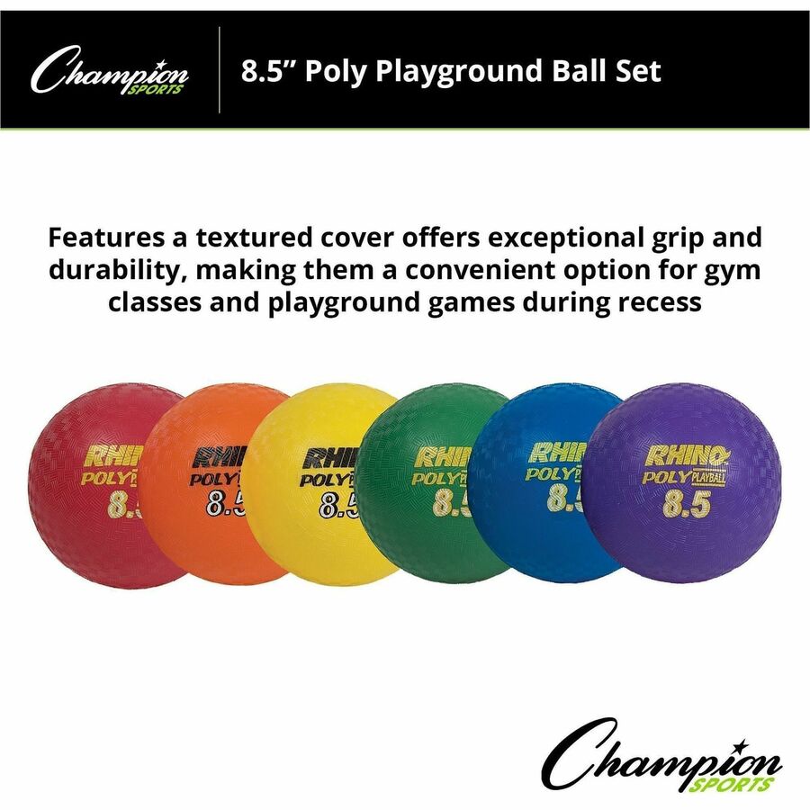 Rhino Playground Ball Set, 8.5" Diameter, Assorted Colors, 6/Set