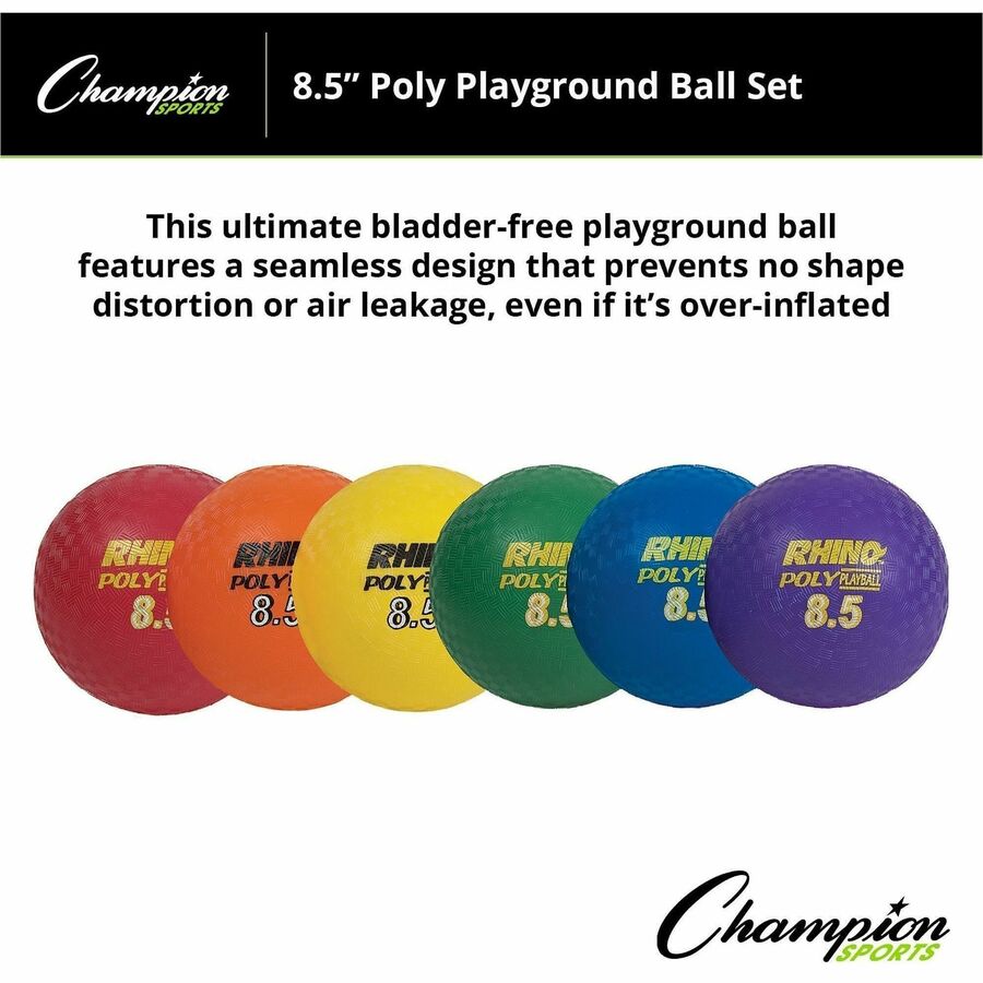 Rhino Playground Ball Set, 8.5" Diameter, Assorted Colors, 6/Set
