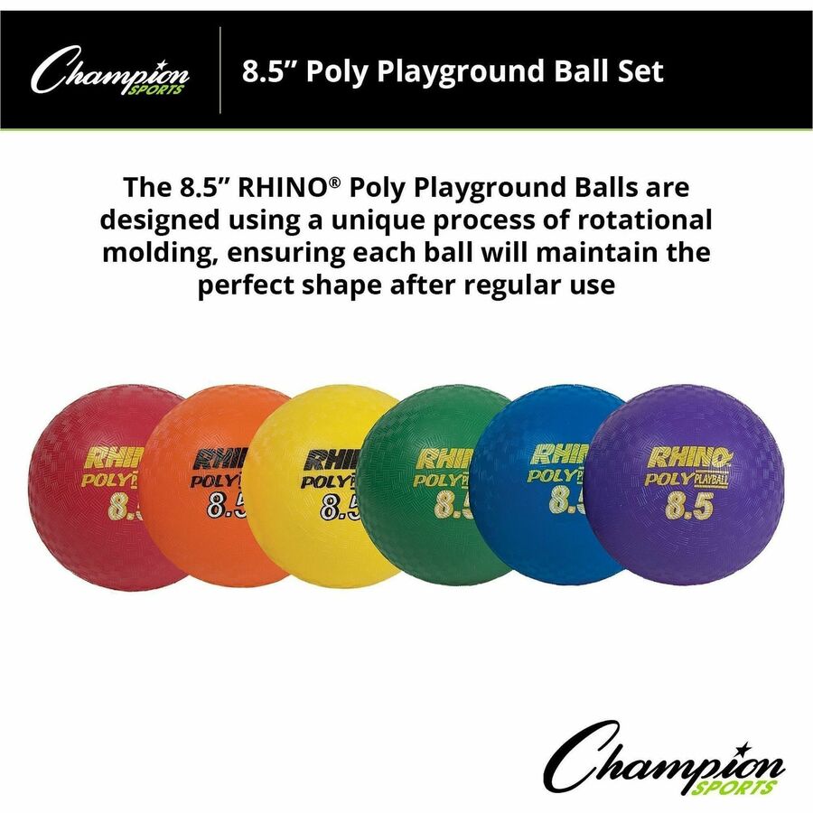 Rhino Playground Ball Set, 8.5" Diameter, Assorted Colors, 6/Set