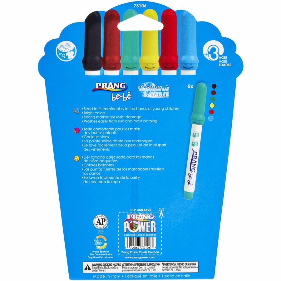 Prang be-be Jumbo Markers - Assorted - 6 / Set