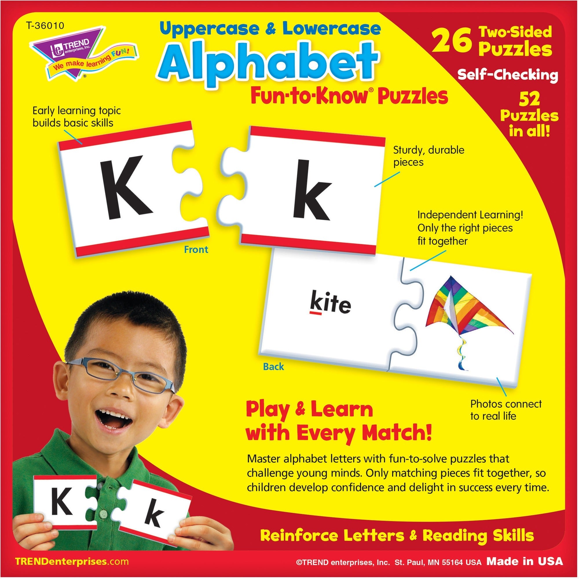 Trend Upper/Lowercase Alphabet Puzzle Set - 3+52 Piece - 