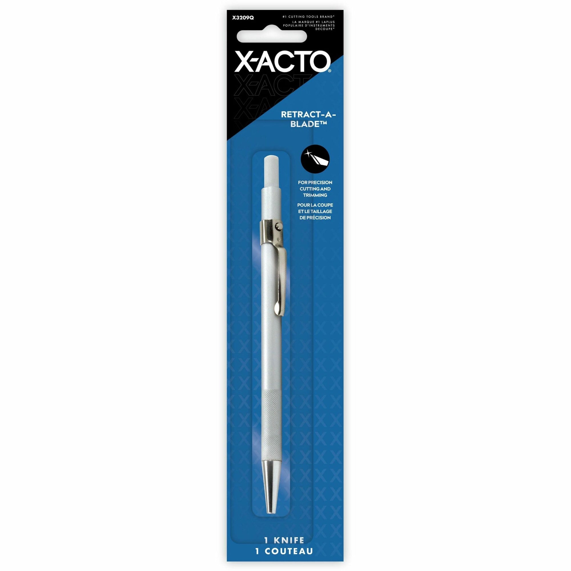 X-Acto X3209 Retractable Blade Knife - Retractable, Pocket Clip, Lightweight - Carbon Steel - Aluminum - 1 Each