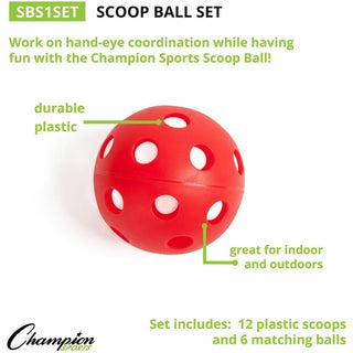 Scoop Ball Set, Plastic, Assorted Colors, 2 Scoops,1 Ball/Set, 6/Set