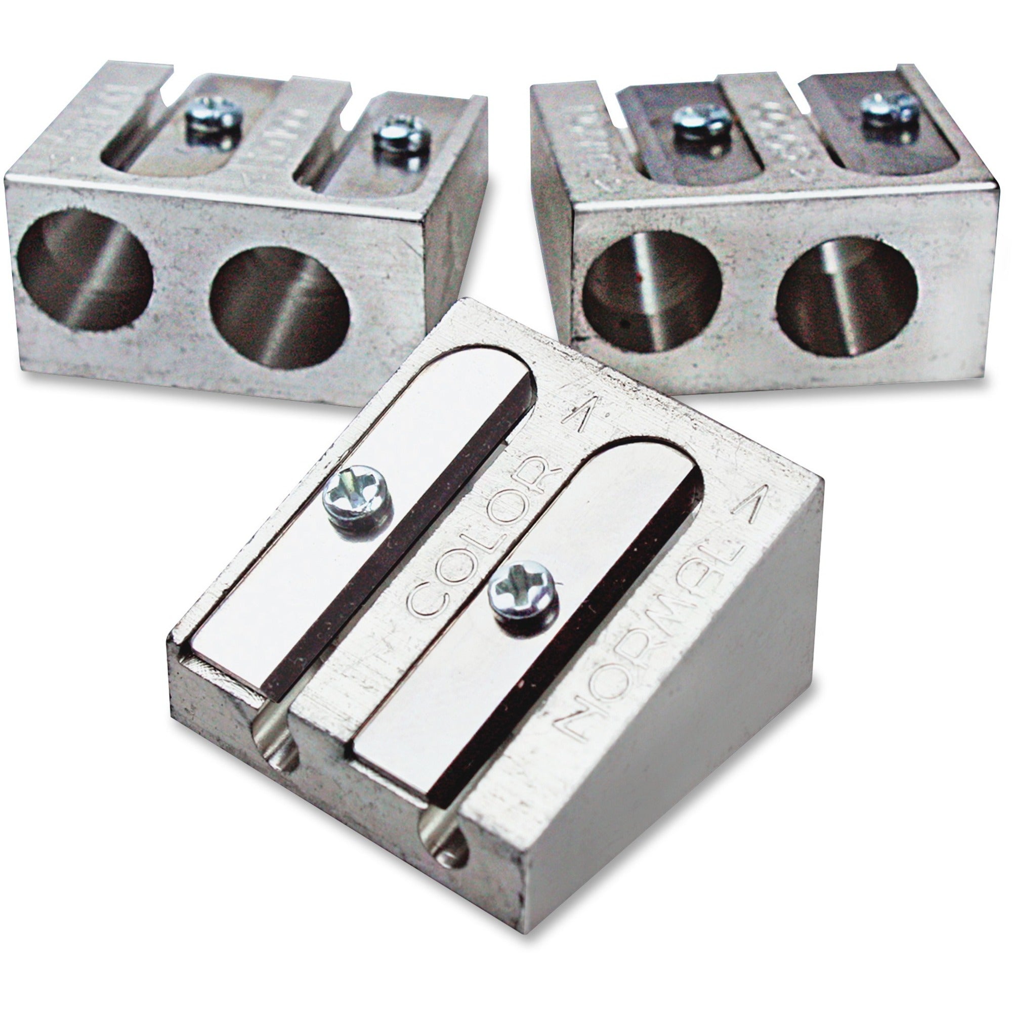 Eisen 2-hole All-Metal Sharpener - 2 Hole(s) - 1" Height x 1" Width - Metal - Silver - 1 Each - 