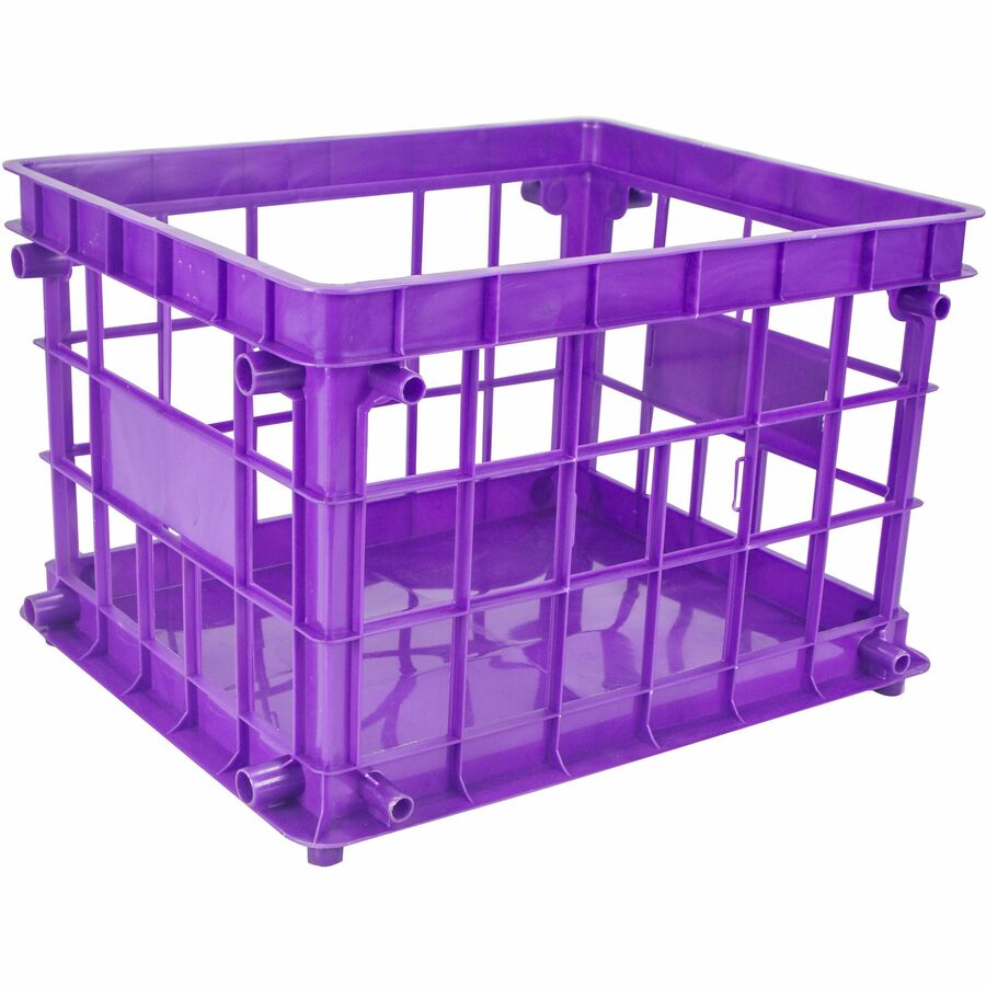 Storex Storage Crate - External Dimensions: 14.3" Width x 17.3" Depth x 11.2" Height - Stackable - Assorted - For File, Classroom Supplies - Recycled - 3 / Set