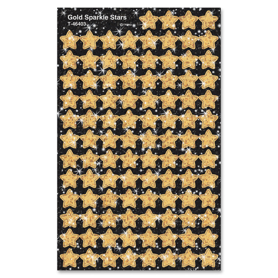 Trend Gold Sparkle Stars superShapes Stickers - Sparkle Stars Shape - Self-adhesive - Acid-free, Fade Resistant, Non-toxic, Photo-safe - Gold - 400 / Pack - 