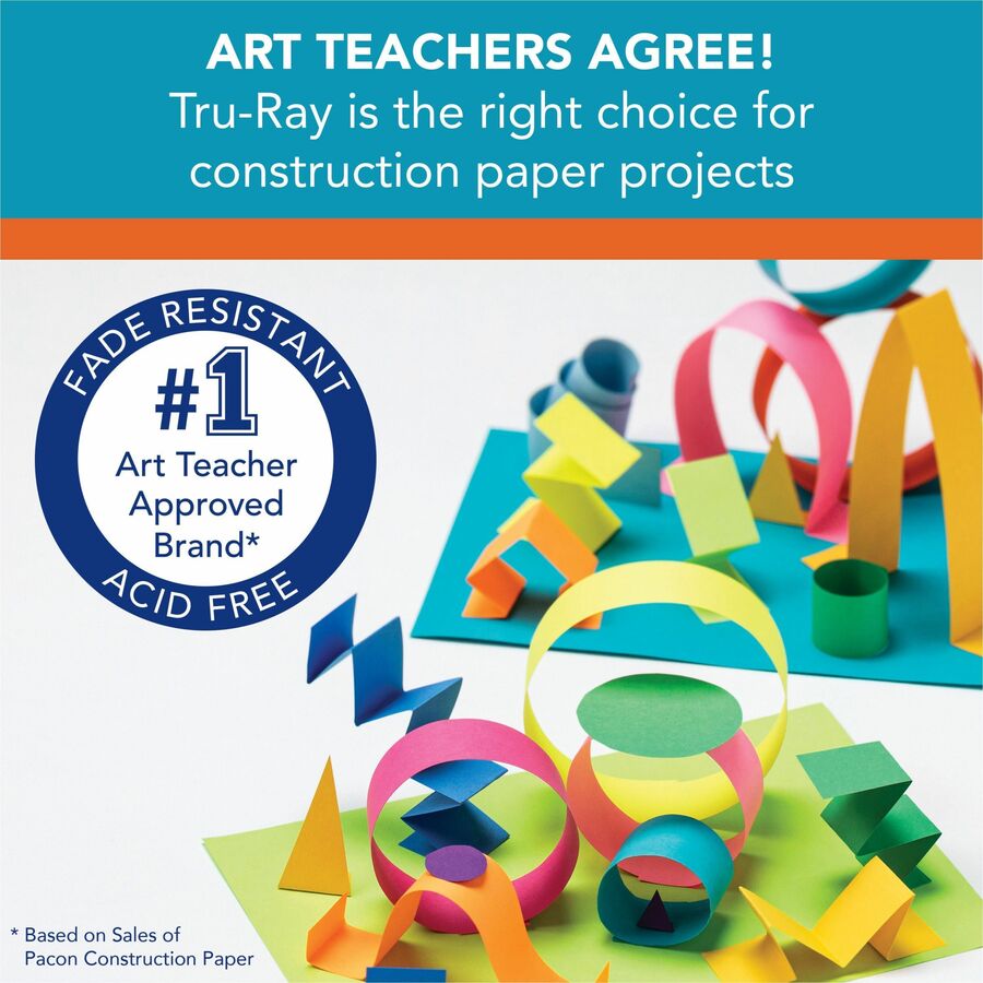 Tru-Ray Construction Paper - Art Project - 18"Width x 12"Length - 50 / Pack - Hot Assorted - Sulphite, Paper - 5