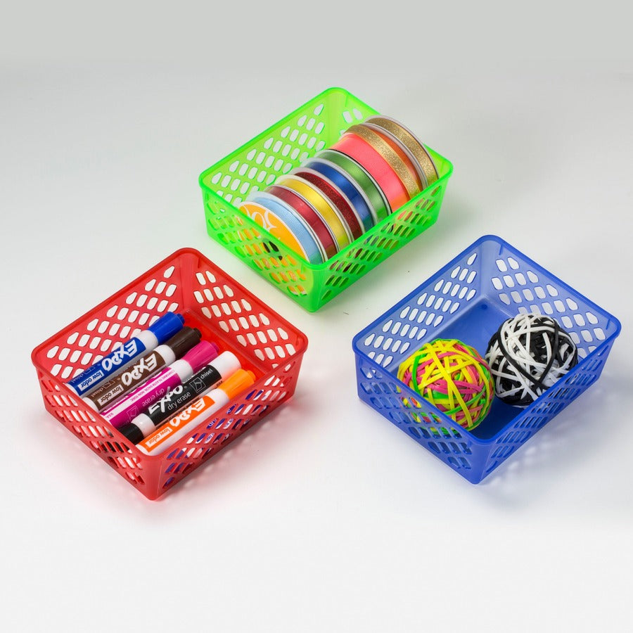 Officemate Achieva Supply Baskets - 2.4" Height x 8.1" Width x 5" Depth - Red, Green, Blue - 